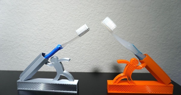 jabalina cepillo dientes soporte retorcido 3d huellas dactilares descargar gratis stl modelo imprimiblescom modelos casa baño 1 persona Figura palo lanzamiento 3d print model - Mito3D