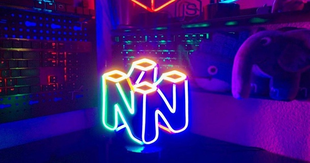 nintendo 64 logo LED néon signe stephancasas Télécharger libre stl modèle imprimablescom 3d modèles art conception 2d assiettes logos lumière lednéon bande led 3d print model - Mito3D