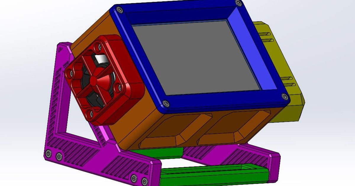 Cas gaine partage d'ondes 43in DSI écran tactile rpi 4010 ventilateur traverser Télécharger libre stl modèle imprimablescom 3d modèles imprimantes accessoires Klipper tondeuse tarte framboises raspberrypicase 3D print model - Mito3D