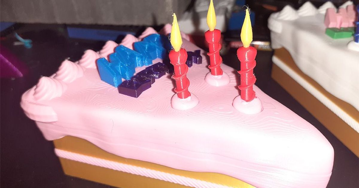 cumpleaños pastel rebanada regalo caja 3dtwinkie descargar gratis stl modelo imprimiblescom 3d modelos juguetes juegos feliz 3D print model - Mito3D