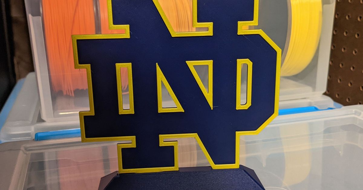 notre dame logo jamestheprinter download free stl model printablescom 3d models art & design 2d plates logos college collegefootball football indiana irish 3D print model - Mito3D