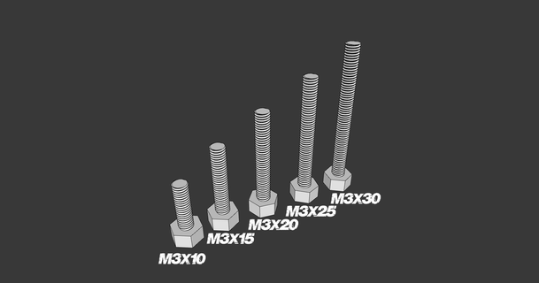 m3 hex screw nut m3x10 m3x15 m3x20 m3x25 m3x30 kunaa download free stl model printablescom 3d models hobby & makers mechanical parts 3d print model - Mito3D