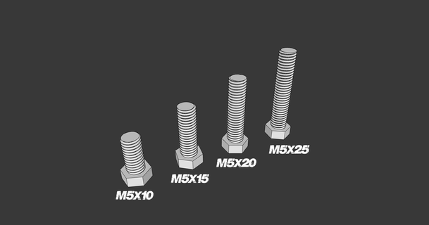 m5 maleficio tornillo nuez m5x10 m5x15 m5x20 m5x25 fallado descargar gratis stl modelo imprimiblescom 3d modelos pasatiempo hacedores mecánico partes 3d print model - Mito3D