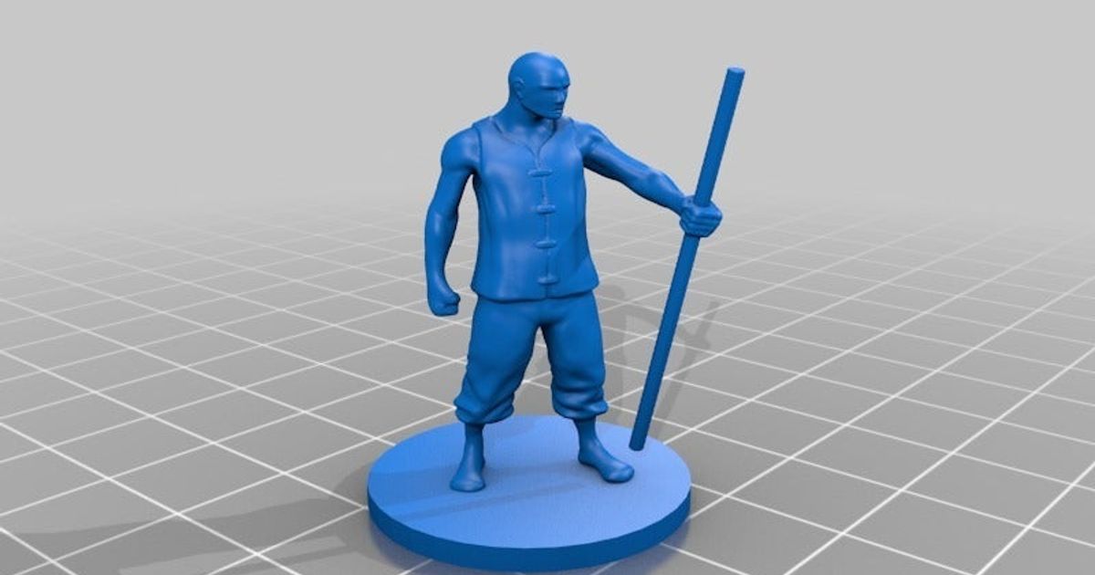 28mm monk miniature heavy staff ulmeck download free stl model printablescom 3d models toys & games dungeonsanddragons 3D print model - Mito3D