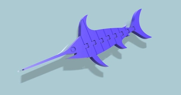 flexi articulated swordfish airwaves ted download free stl model printablescom 3d models world & scans animals articulatedswordfish fusion360 hinged 3d print model - Mito3D