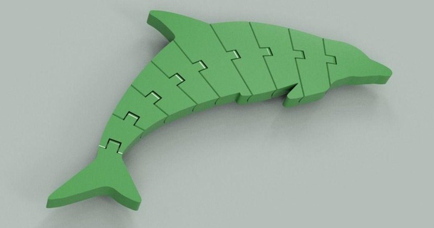 flexi artikuliert Delfin 1 Luftwellen ted download frei stl Modell Printablescom 3d Modelle Welt scannt Tiere artikulierte Figur fusion360 3d print model - Mito3D