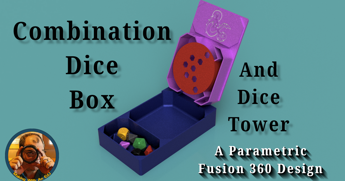 combination dice box tower - parametric fusion 360 design johnson download free stl model printablescom 3d models toys & games dicestorage dicetower dnddicetower fusion360 3D print model - Mito3D
