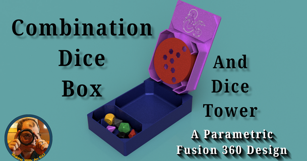 combination dice box tower - parametric fusion 360 design johnson download free stl model printablescom 3d models toys & games dicestorage dicetower dnddicetower fusion360 3d print model - Mito3D