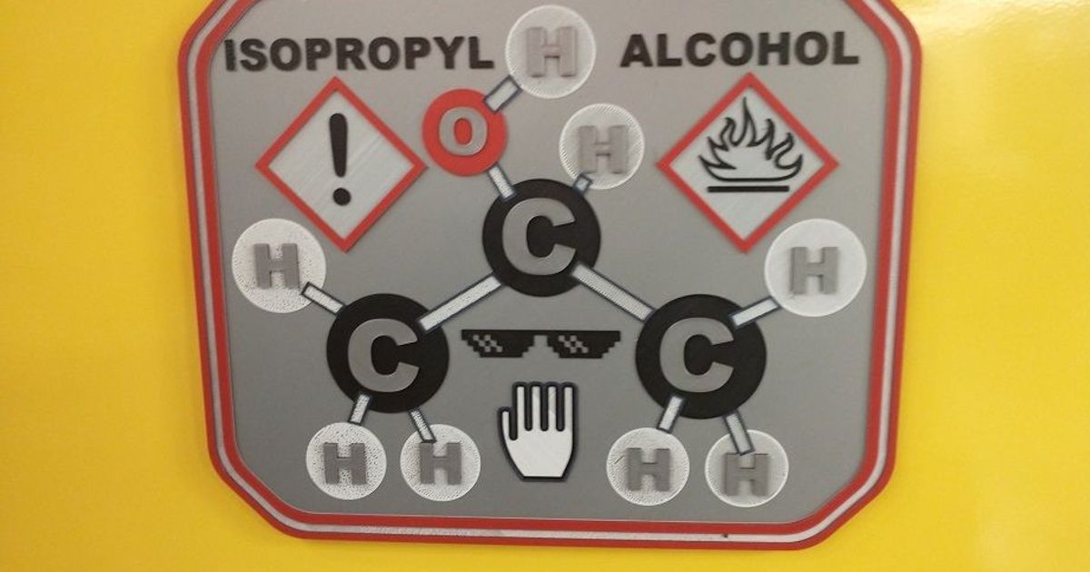 isopropyle l'alcool danger signe voyant Télécharger libre stl modèle imprimablescom 3d modèles art conception 2d assiettes logos dangereux Feu risque 39 incendie 3D print model - Mito3D