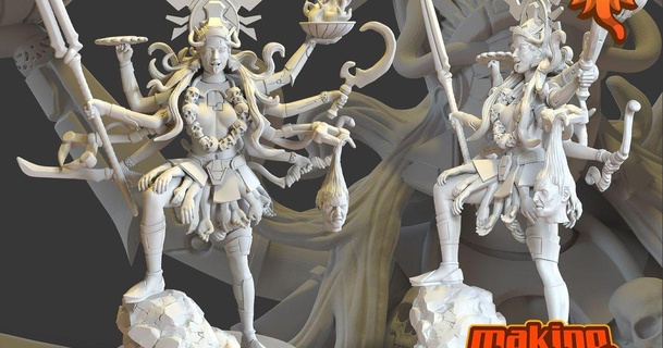 kali - 'she who death making gods india download free stl model printablescom 3d models art & design sculptures divine doom god goddess 3d print model - Mito3D