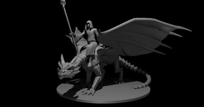 necromancer mounted undead dragon mz4250 download free stl model printablescom 3d models toys & games board dead dracolich 3d print model - Mito3D