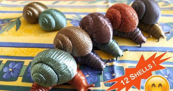 friendly articulated snail ezbrim teque5 download free stl model printablescom 3d models toys & games action figures statues brim flex flexi slug 3d print model - Mito3D
