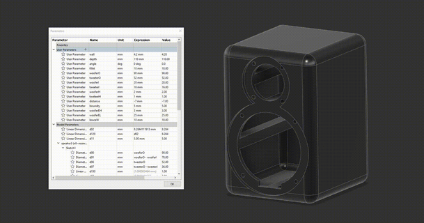 2 way parametrisch Lautsprecher work progress miroy download frei stl Modell Printablescom 3d Modelle Gadgets Audio diyaudio Abschied 3d print model - Mito3D