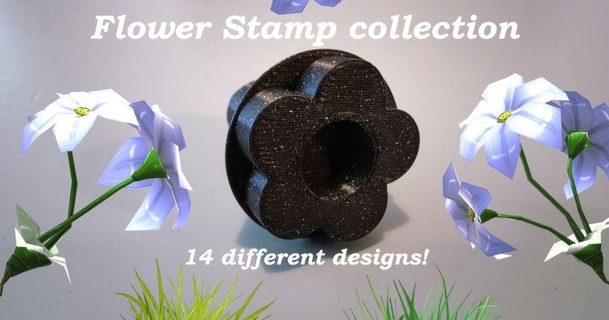 flower stamp collection stel download free stl model printablescom 3d models art & design designs clay easyprint fastprint 3d print model - Mito3D