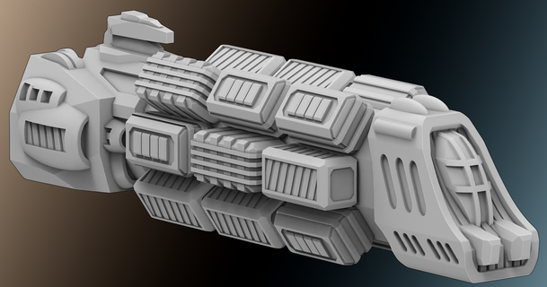 navicella spaziale cargo trasportatore miniatura Evoluzione spazio stella guerre tavolo wargaming 3d print model - Mito3D