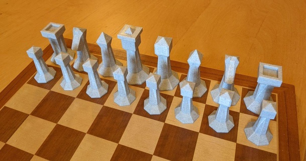low poly échecs ensemble friture régulière jeu d'échecs pièces d'échec fou d'echec 3d print model - Mito3D