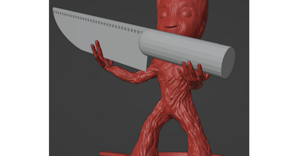 apoyo couteau groot mugus3d sujetador cuchillo 3d print model - Mito3D
