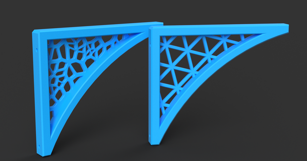 shelf bracket voronoi triangles design scalable extrutim hanger 3d print model - Mito3D