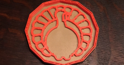 turkey drink coaster terryn download free stl model printablescom 3d models seasonal designs autumn & halloween drinkcoaster thanksgiving 3d print model - Mito3D