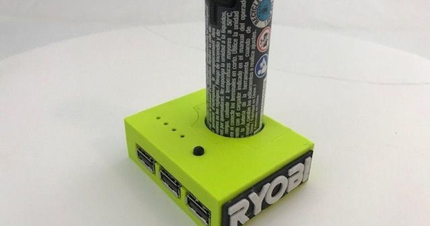 ryobi USB litio batteria energia banca luce simple3d caricabatterie fvb01 fvc51k fvd50k fvh51k 3d print model - Mito3D