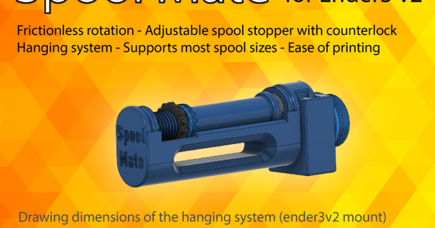 bobine camarade friction titulaire soutien ender3 v2 sec porte support filament créalité spoolmount Ajustable 3d print model - Mito3D