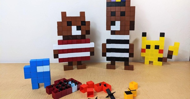 pixel art building blocks 3demon 8bit mario game video 3d print model - Mito3D