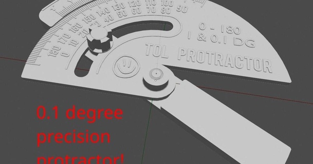 smallest protractor cad modelling 01 degree precision angle measurement tool tol measure scale finder 3d print model - Mito3D