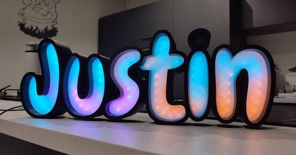 lampe 3d LED Justin secret 3D modèles Ménage Accueil maison décor prenom 3d print model - Mito3D