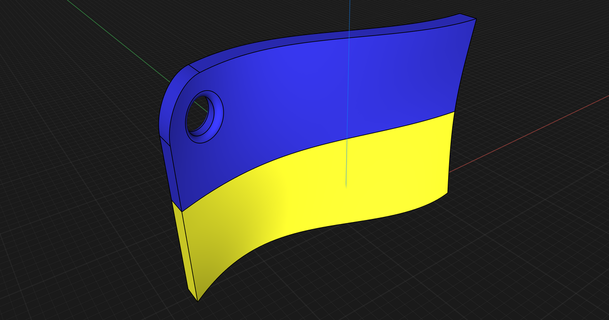 Ucrânia chaveiro ondulado bandeira impressor 3D modelos moda acessórios bandeiras chaveiros 3dkeychain 3d print model - Mito3D