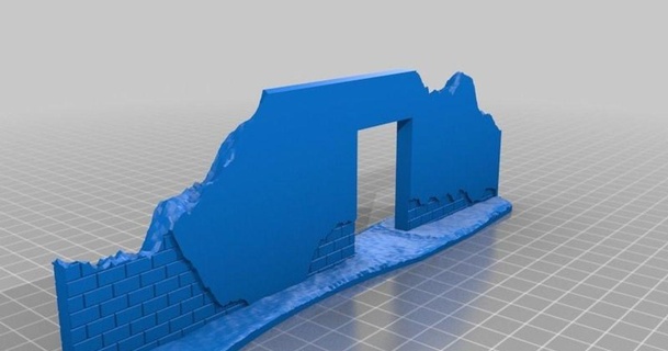 damaged wall 28mm gaming paralepsis 3D Models Toys & Games Outdoor terrain infinity scifi thingiverse 3d print model - Mito3D