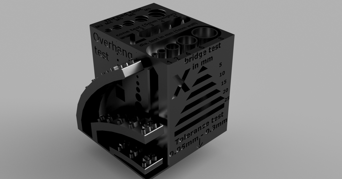 all-in-one calibration cube 40x40x40 gabriel 3D Models Printers Test printer test support 3dprinter 3D print model - Mito3D