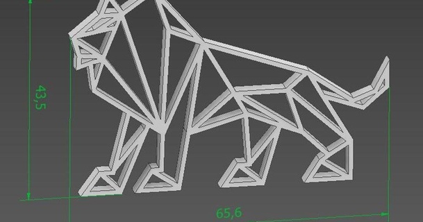 Leone poligono valaf 3D Modelli arte design 2D piatti loghi 3d print model - Mito3D