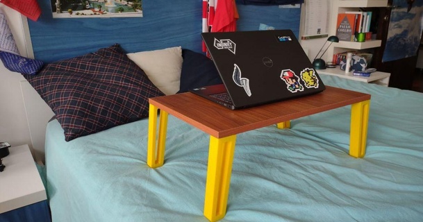 cama café mesa pierna pez 3D modelos casa vivo habitación pequeña ordenador portátil pegamento 3d print model - Mito3D