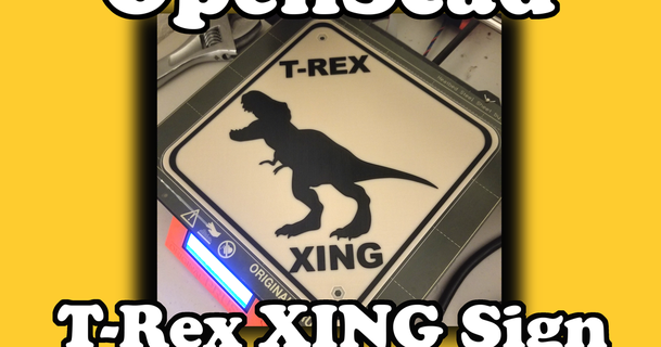 openscad t-rex crossing sign iqless 3D Models Art & Design 2D Plates Logos dinosaur 3d print model - Mito3D