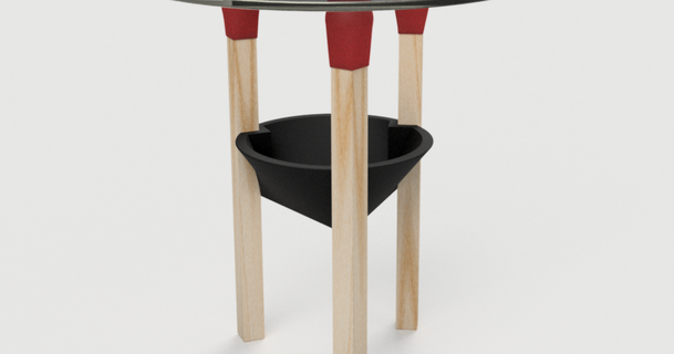 large matchstick table simon 3D Models Household Home Decor leg red printable 3d print model - Mito3D