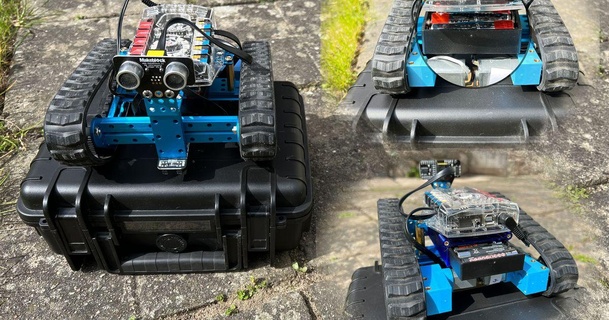 mbot ranger quick swap battery holder case + fall protection bennay 3D Models Hobby & Makers RC Robotics robot education school makeblock 3d print model - Mito3D