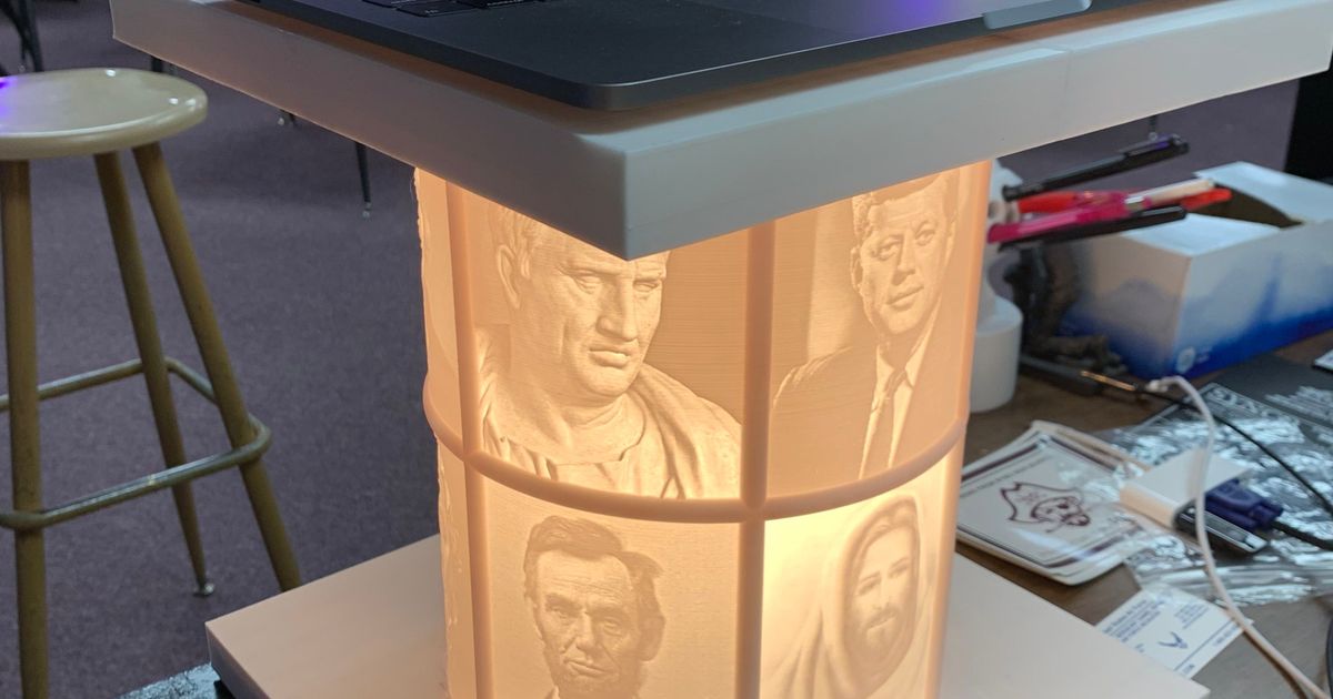 Lithophan Säule Laptop lovefor3dprint 3D Modelle Gadgets Licht Lampe Halter Unterstützung Stand 3D print model - Mito3D