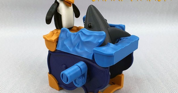 Tubarão ataque boothyboothy 3D modelos brinquedos jogos pinguim thingiverse autômatos 3d print model - Mito3D