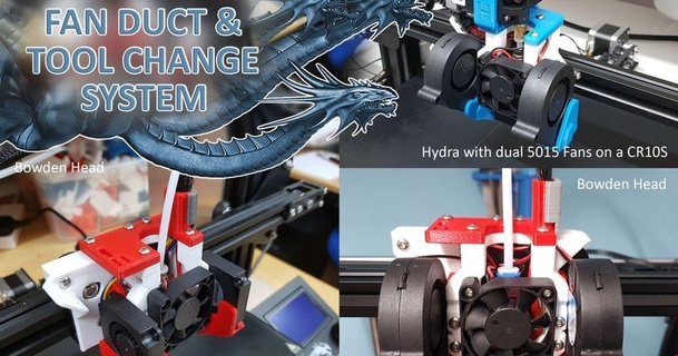 hydra fan duct & tool change system ender 3 5 cr10 boothyboothy 3D Models Printers - Upgrades creality fanduct 3d print model - Mito3D