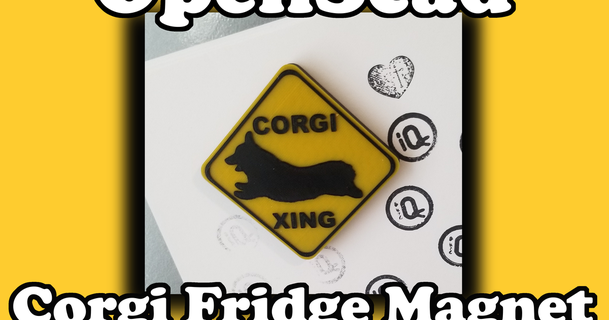 corgi traversée frigo aimant iqless 3D modèles art conception dessins réfrigérateur 3d print model - Mito3D