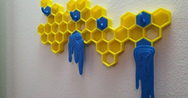 Honig tropfen Bienenstock schjosan 3D Modelle Hobby Macher Veranstalter Mauer Halter Unterstützung Wandhalterung Bienenwabe 3d print model - Mito3D