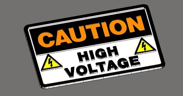 caution high voltage sign rebeltaz 3D Models Art & Design 2D Plates Logos warning danger thingiverse 3d print model - Mito3D