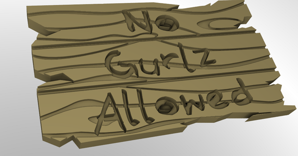 gurlz allowed wooden sign rebeltaz 3D Models Art & Design 2D Plates Logos thingiverse girls feminism womensrights chauvinist 3d print model - Mito3D