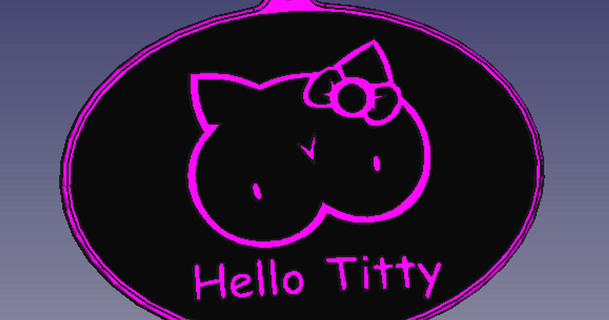 Hallo Kitty Parodie Zeichen rebellisch 3D Modelle Kunst Design 2D Platten Logos thingiverse hellotitty 3d print model - Mito3D