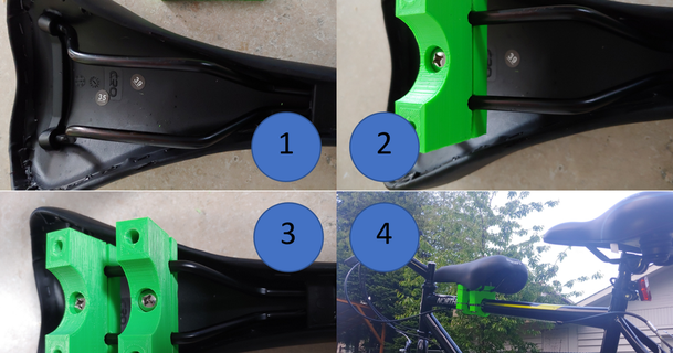 özelleştirilebilir yardımcı pilot bisiklet oturma yeri adaptör mredmon 3D modeller Spor Dalları dış mekan openscad taşıyıcı 3d print model - Mito3D