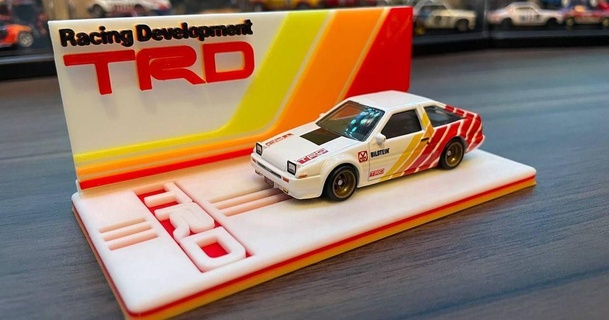 hotwheels toyota ae86 display base trd theme gigapenguin 3D Models Toys & Games Vehicles toyotaae86 3d print model - Mito3D