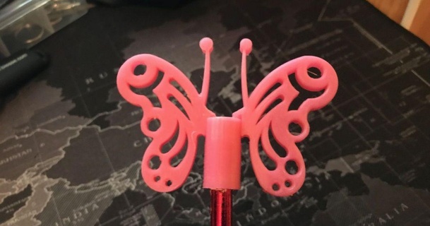 butterfly pencil topper brithawkes 3D Models Household Office kids gift fun school easytoprint 3d print model - Mito3D