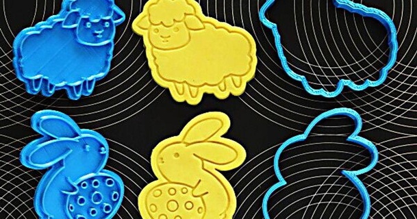 easter cookie cutters maclabsk 3D Models Household Kitchen sheep rabbit cokkiecutter embos 3d print model - Mito3D