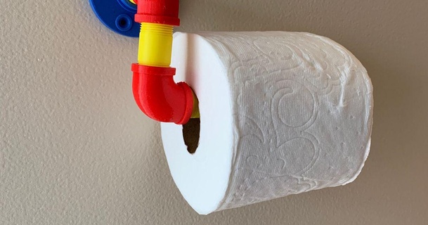 fun bathroom fixtures - towel bar & toilet paper holder plumbers fittings art g 3D Models Household Bathroom toiletpaper toiletpaperholder towelholder towelhanger 3d print model - Mito3D