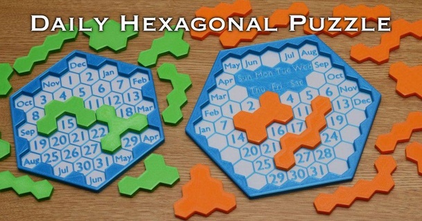 daily hexagonal puzzle shiura 3D Models Toys & Games Puzzles Brain-teasers thingiverse calendar 3d print model - Mito3D